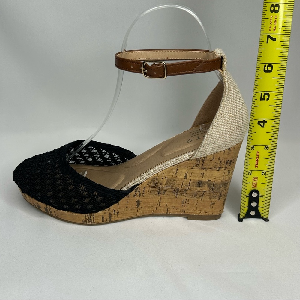 Apt. 9 Jacques ankle strap black cork wedge sandal, 6 - Picture 11 of 12